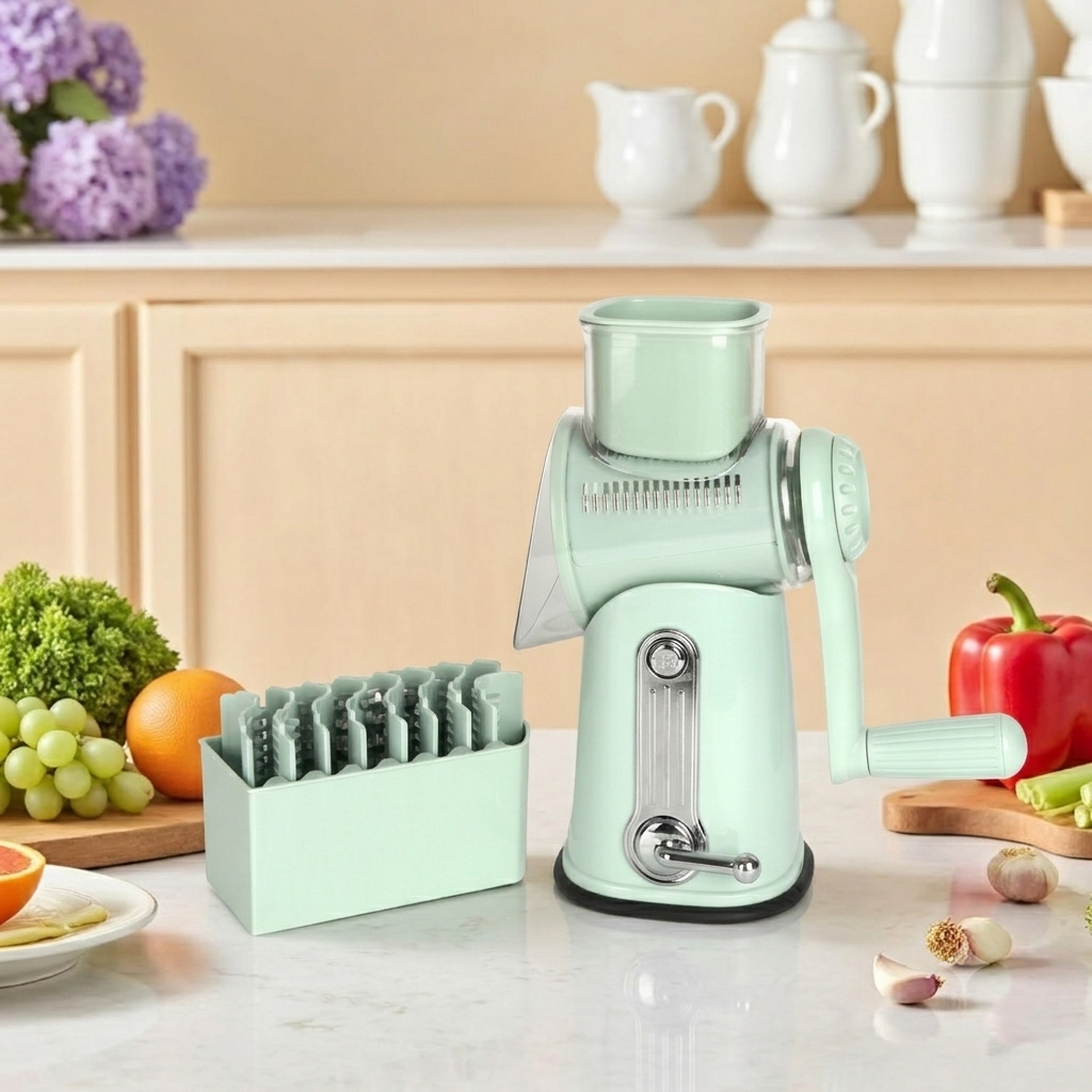 StormSlicer 5-in-1 grater shredding vegetables
