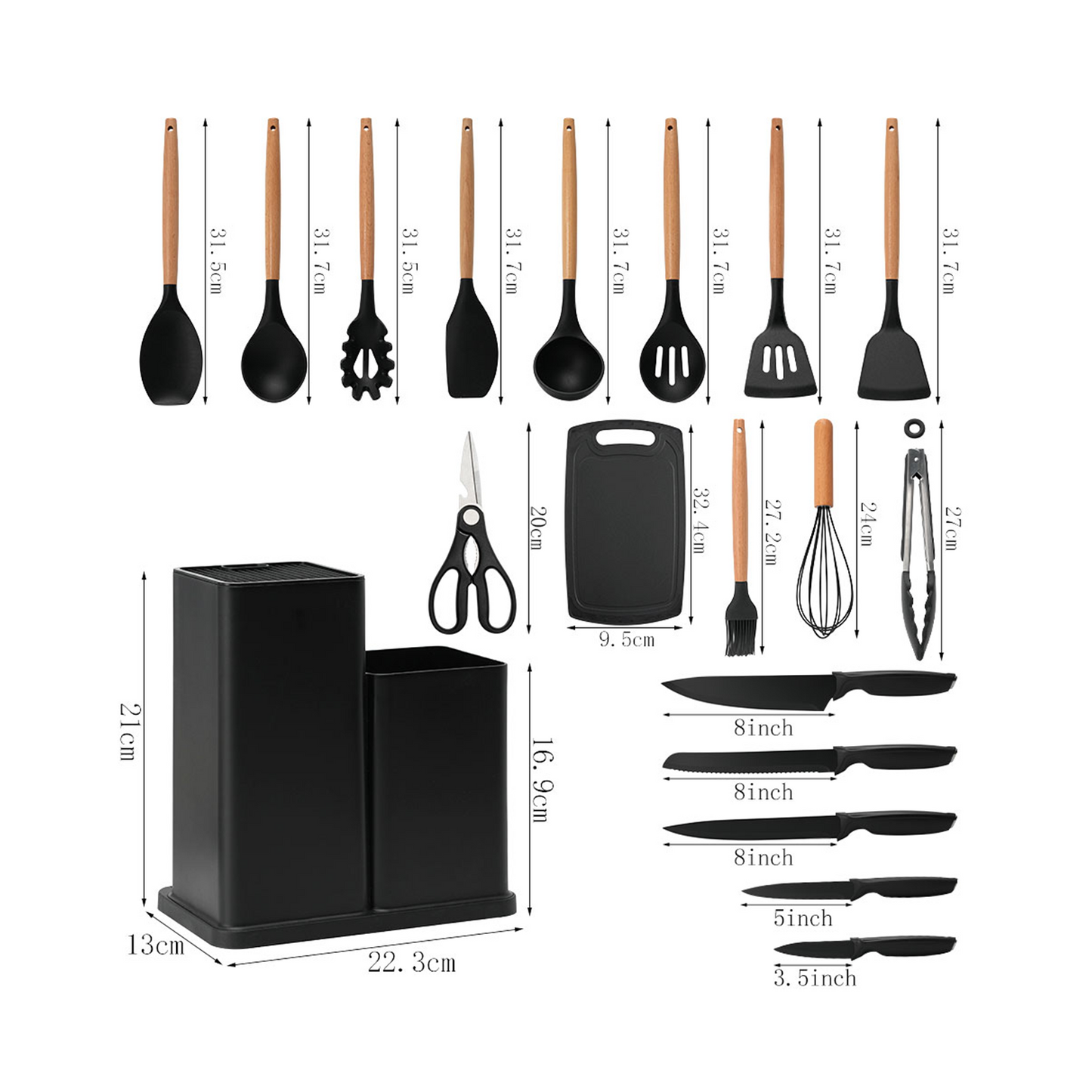 Premium Silicone Utensils & Knife Set